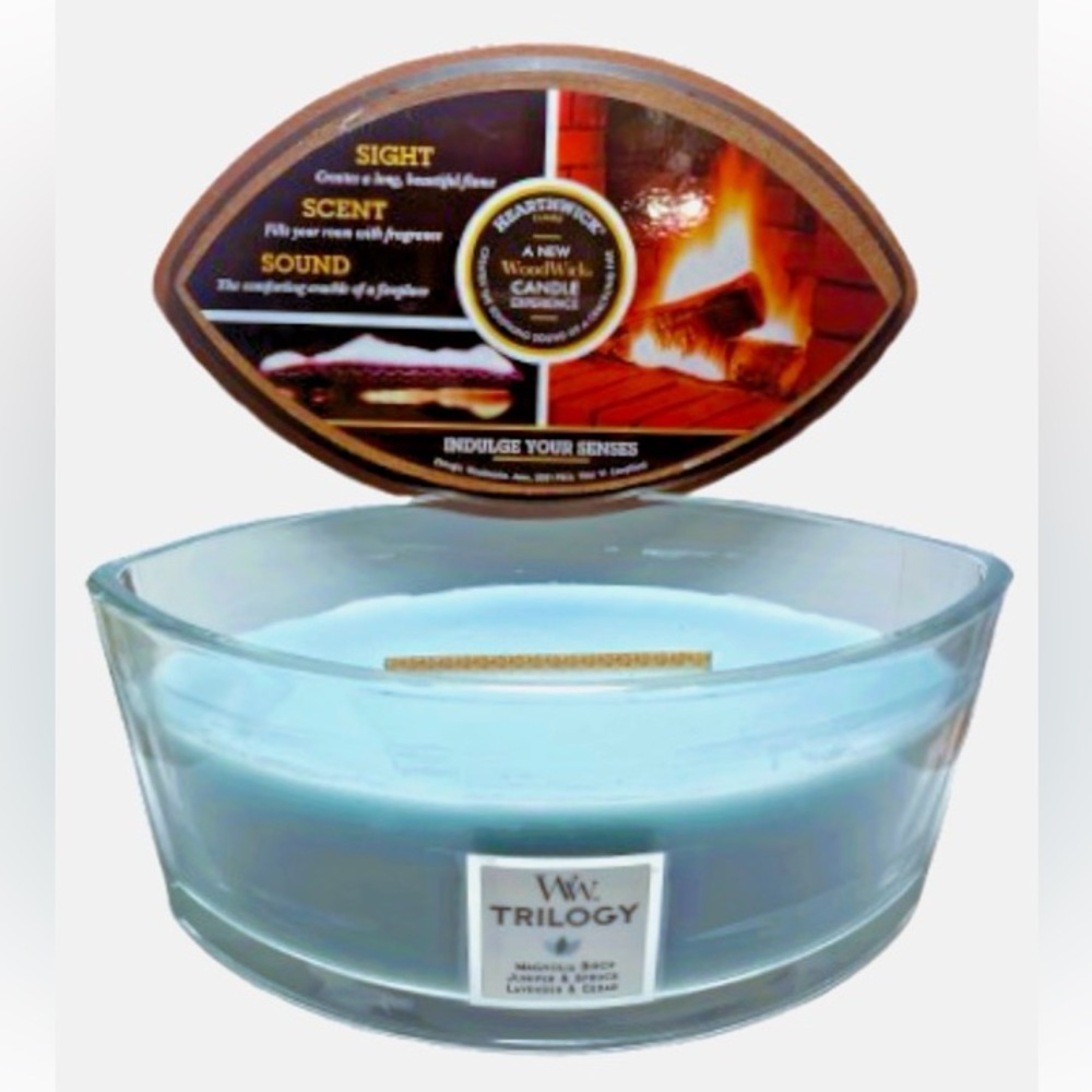 Woodwick Ellipse Trilogy Candle - Magnolia Juniper lavender cedar